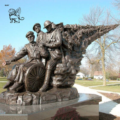 Bronze Soldier Statue Military Warrior Machine Gunner Memorial Hero Sculpture Life Size Metal Garden