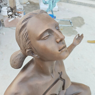 Bronze Yoga Woman Statue Naked Metal Sitting Girl Garden Sculpture Life Size Outdoor Public Art