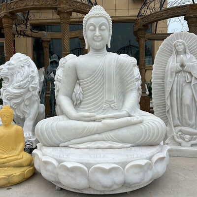 Marble Buddha Statue Home Decor Sculpture White Stone Buddhist Garden Statues Life Size Handcarved