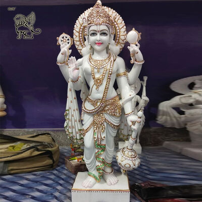 Marble Lord Krishna Statue Sculpture Life Size Vishnu Hindu God Garden Statues India Religious Custom