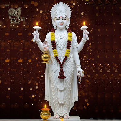 Marble Lord Krishna Statue Sculpture Life Size Vishnu Hindu God Garden Statues India Religious Custom