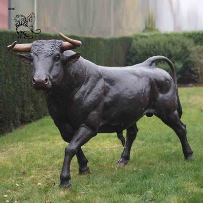 Brass Bronze Bull Sculpture Life Size Cattle Metal Animal Garden Decoration Statue Outdoor Custom