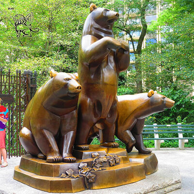 Bronze Bear Sculpture Statue Large Life Size Realistic Metal Animal Public Art Decoration School Central Square