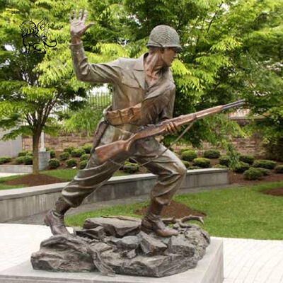 Brass Bronze Life Size Warrior Statue Metal Casting Assault Combatant Sculpture Outdoor Decoration