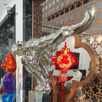 Stainless Steel Bodybuilding Statue Metal Mirror Muscle Man Sculpture Modern Abstract Art Hotel Home Decoration