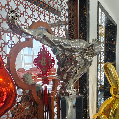 Stainless Steel Bodybuilding Statue Metal Mirror Muscle Man Sculpture Modern Abstract Art Hotel Home Decoration