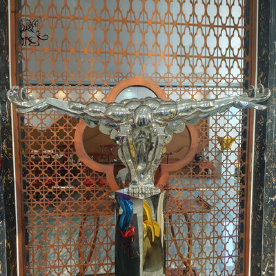 Stainless Steel Bodybuilding Statue Metal Mirror Muscle Man Sculpture Modern Abstract Art Hotel Home Decoration