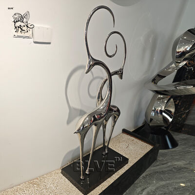 Stainless Steel Antelope Statue Abstract Art Mirror Metal Sheep Ornament Luxury Home Decoration Hotel Villa
