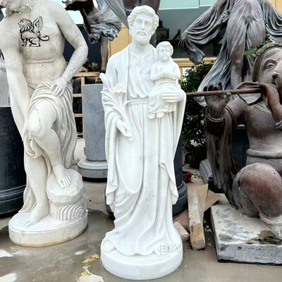 White Marble Saint Joseph Statue Life Size Religious Figures Church Design Handcarved with Caliper