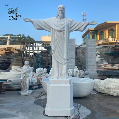 Bronze Rio De Janeiro Jesus Statue Christ the Redeemer Sculpture Life Size Figure Religious Sacred Place Church Courtyard