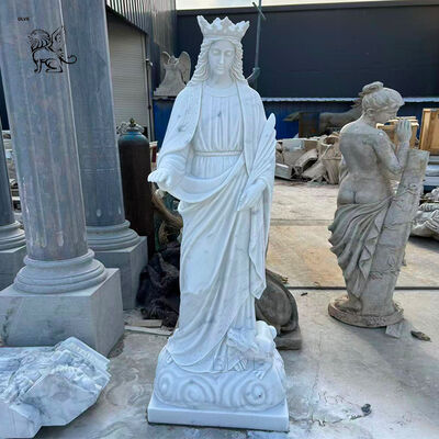 Marble Virgin Mary Statue Life Size Religious Christian Our Lady Sculpture Home Decoration Handcarved Church