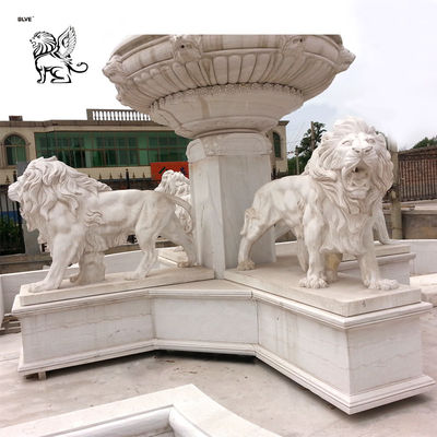 Marble Lion Water Fountain Statue Large Garden Fountain Outdoor Decoration