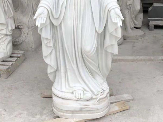 Marble Mary Statues Religious Virgin Sculpture Life Size Natural Stone Garden