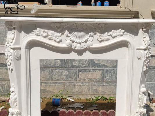 Marble Fireplace Louise XIV French Surround Freestanding Fireproof Stone Carving