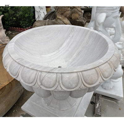 Large Marble Flowerpots Garden Decorative Hunan White Natural Stone Hand Carved