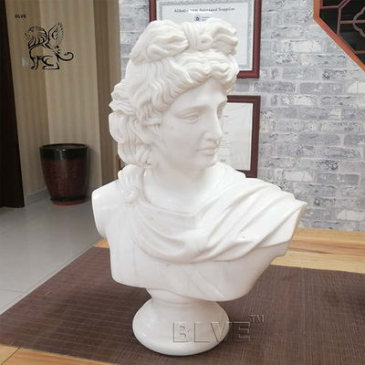 Life size Marble Carrara Apollo Bust Statue Ancient Greek God Sculpture