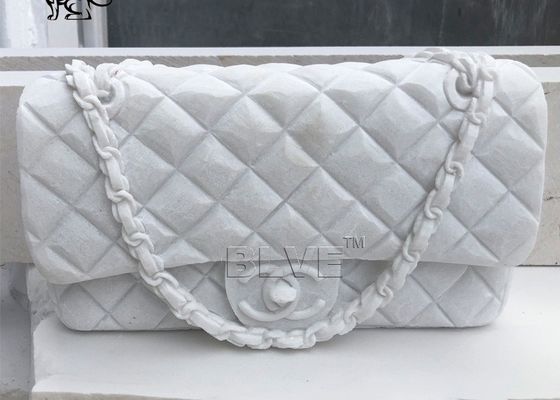 Famous Brand Bag Marble Sculpture White Natural Stone Handcarved Indoor Home Decor