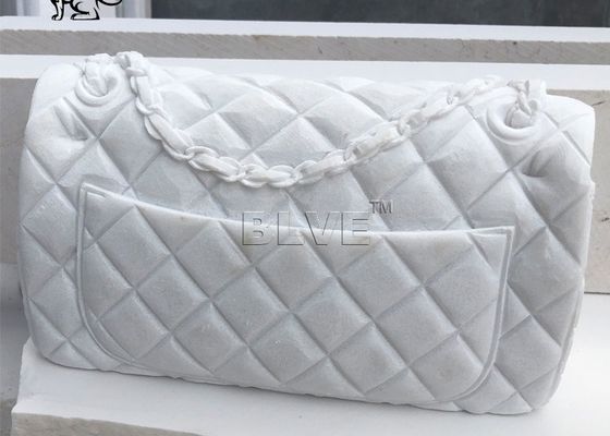 Famous Brand Bag Marble Sculpture White Natural Stone Handcarved Indoor Home Decor