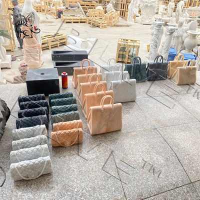 Marble Famous Brand Bag Sculpture Frog Green Natural Stone Handbag Statue Luxury Shopping Mall Decoration