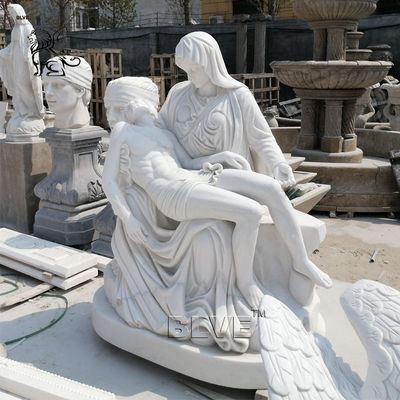 Marble Pieta Statues White Stone Catholic Religious Mary And Jesus Life Size Handcarved