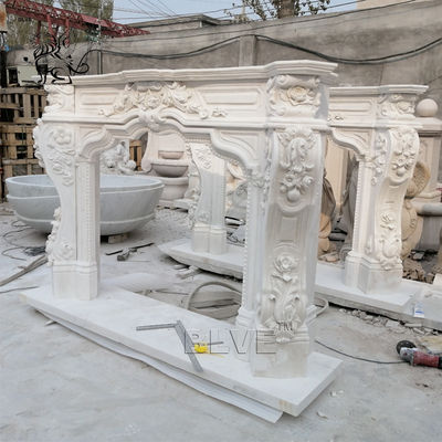 Marble Fireplace Mantel Freestanding Stone Relief Fireplaces Indoor  Decorative European Style