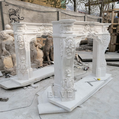 Marble Fireplace Mantel Freestanding Stone Relief Fireplaces Indoor  Decorative European Style