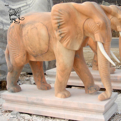 White Marble Elephant Statues Life Size Animal Sculpture Natural Stone Garden Decoration