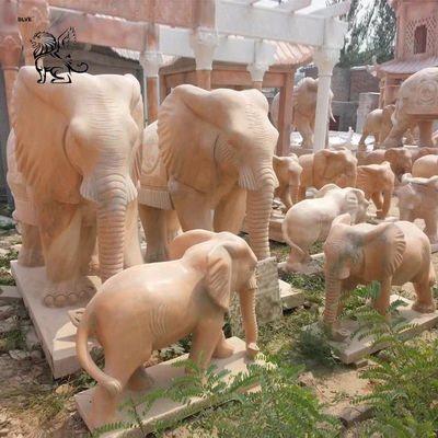 White Marble Elephant Statues Life Size Animal Sculpture Natural Stone Garden Decoration