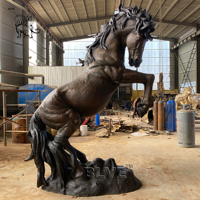 BLVE Jumping Bronze Horse Statue Metal Life Size Animal Sculpture Garden  Large Outdoor Art Decor
