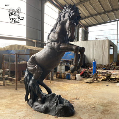BLVE Jumping Bronze Horse Statue Metal Life Size Animal Sculpture Garden  Large Outdoor Art Decor