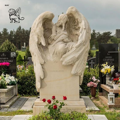 Escultura de ángel guardián de mármol Monumento Cementerio Estatuas de ángeles Tumba piedra tumba piedra tallada a mano