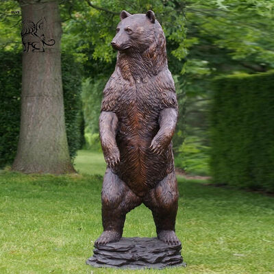 Estatua de escultura de oso de bronce de tamaño natural Realista de metal Animal Arte público Decoración de la escuela Plaza Central
