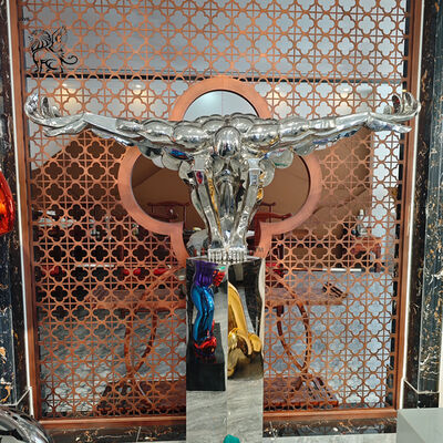 Cuerpo de acero inoxidable Escultura de culturismo Metal Espejo Hombre Musculoso Escultura Arte Abstracto Moderno Decoración Hogar Hotel