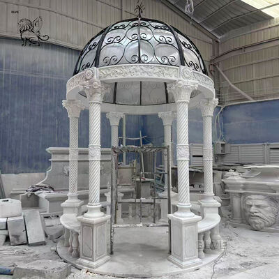 Pérgola de mármol de lujo, cúpula metálica impermeable para jardín, pabellón de bodas al aire libre, moderno y personalizado
