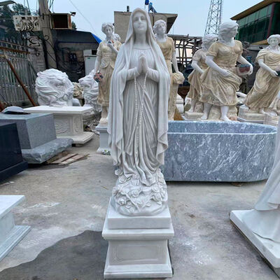 Estatua de la Virgen María de mármol de tamaño natural religiosa cristiana Nuestra Señora Escultura de decoración del hogar Iglesia tallada a mano