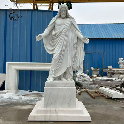 Estatuas de Jesús de mármol blanco Escultura de tamaño natural Cristo católico religioso Decoración de la iglesia clásica